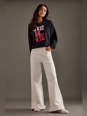 Maeve Black Sweatshirt with Pink and Red Graphic